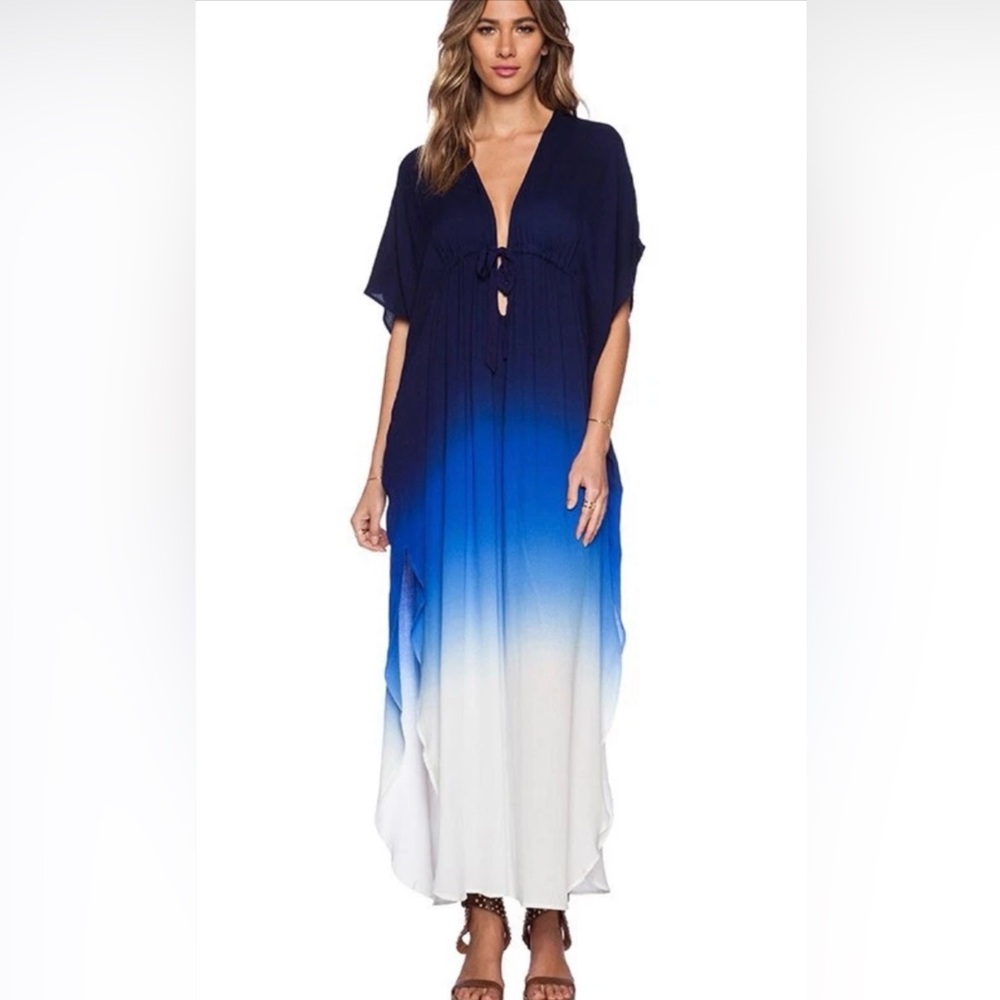 Young Fabulous & Broke Navy to Royal Blue to White Ombre Swim Coverup